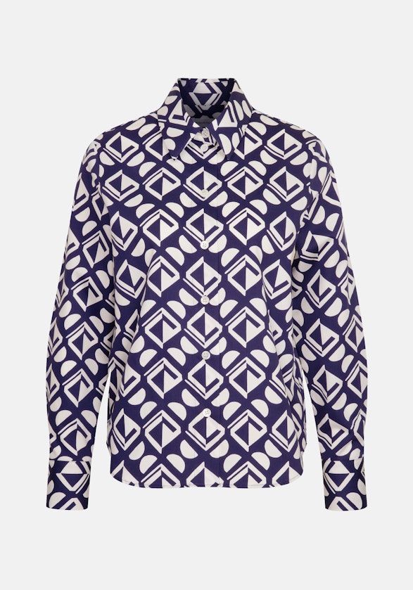 Hemdbluse Geometrische Muster in Mittelblau | Seidensticker Onlineshop