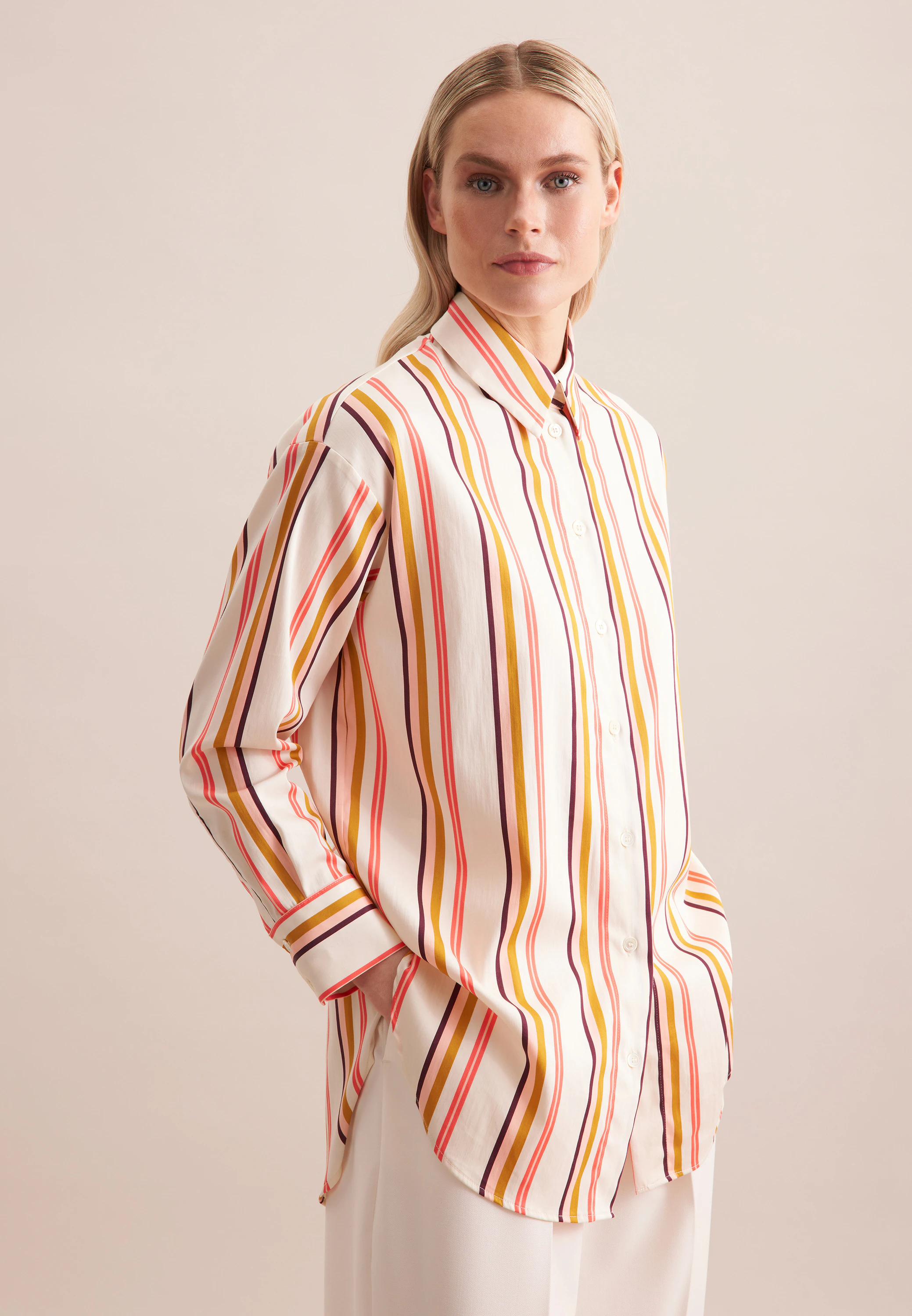 Longbluse Streifen Rosa/Pink