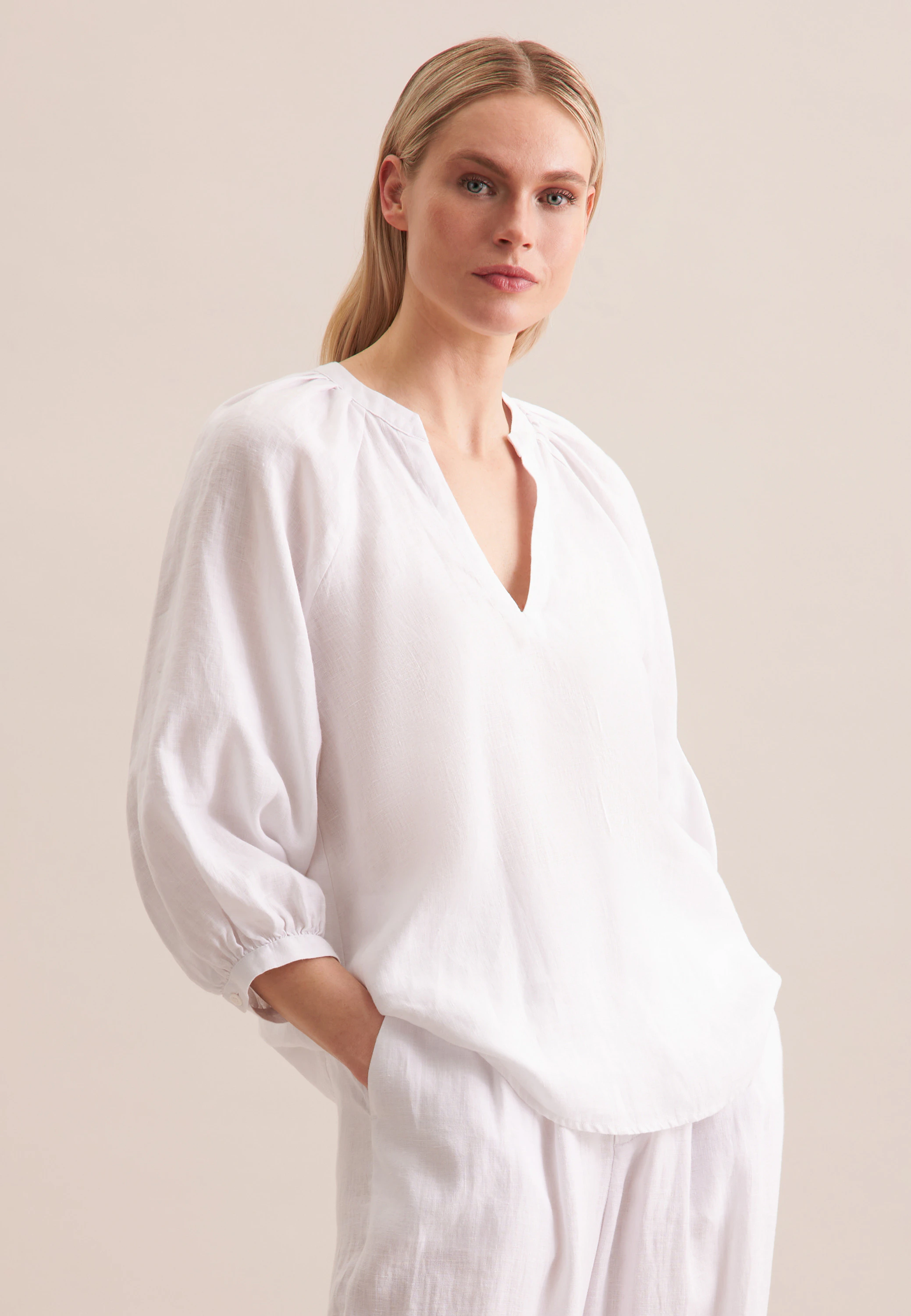 Shirtbluse Uni Weiß