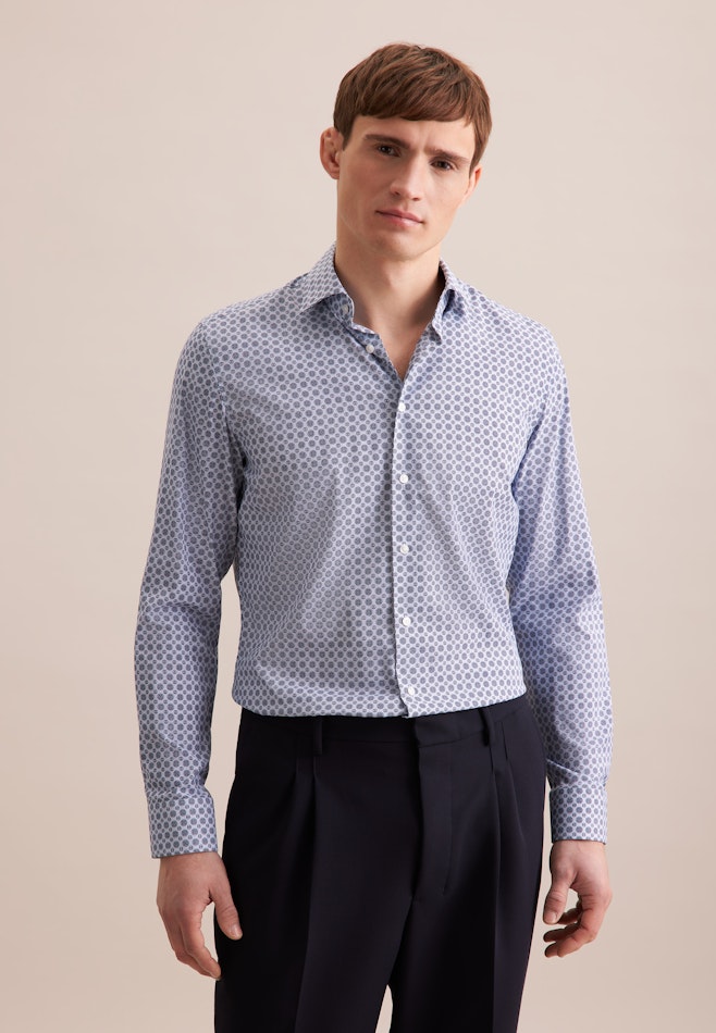 Slim Chemise Performance Imprimé dans Bleu Clair | Boutique en ligne Seidensticker