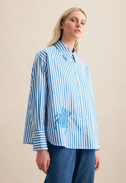 Chemisier chemise rayures in Bleu Moyen |  Seidensticker Onlineshop