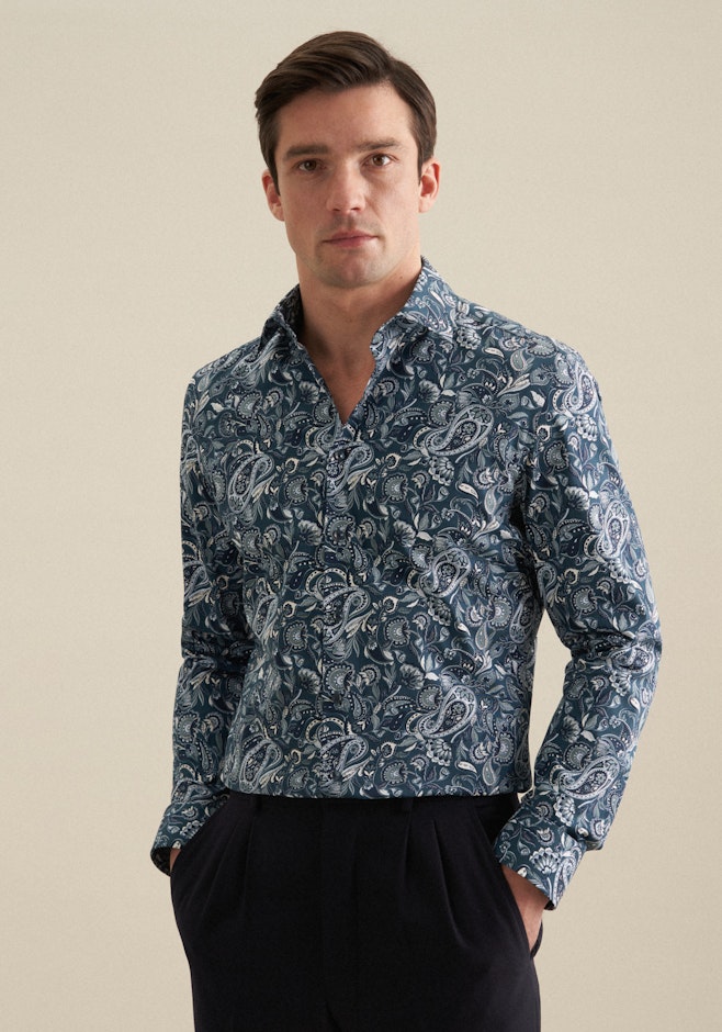 Slim Business Hemd Druck in Türkis | Seidensticker Onlineshop