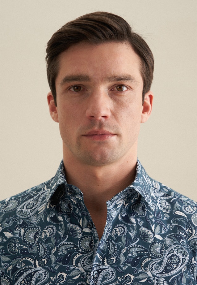 Slim Business Hemd Druck in Türkis |  Seidensticker Onlineshop