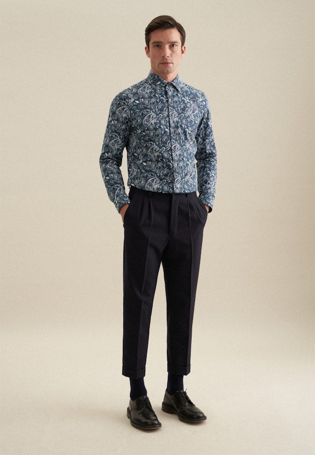 Slim Business Hemd Druck in Türkis |  Seidensticker Onlineshop