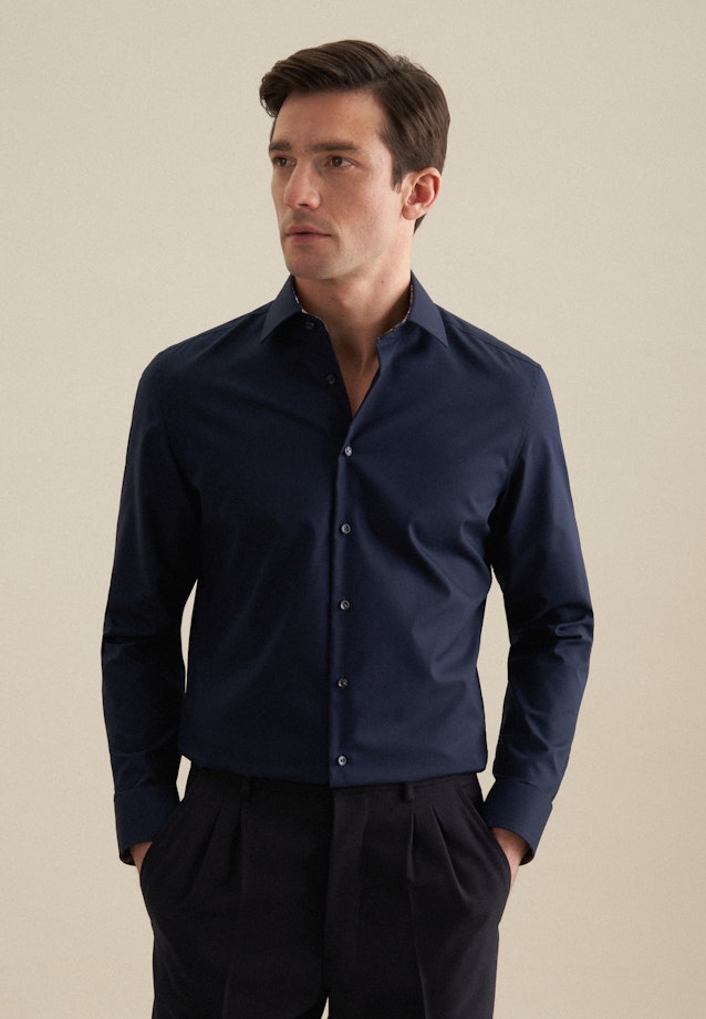 Shaped Business shirt Uni in Dark Blue |  Seidensticker Onlineshop
