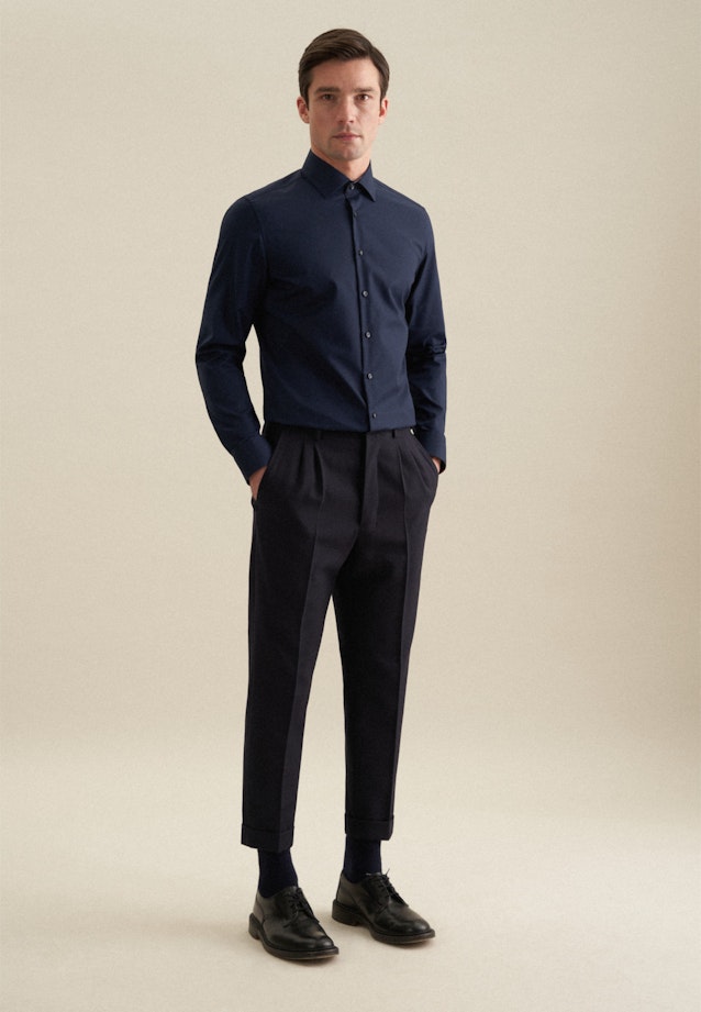 Shaped Business shirt Uni in Dark Blue |  Seidensticker Onlineshop