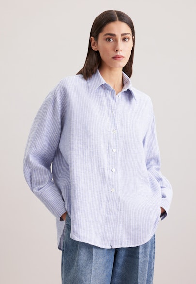 Longbluse Streifen in Mittelblau |  Seidensticker Onlineshop