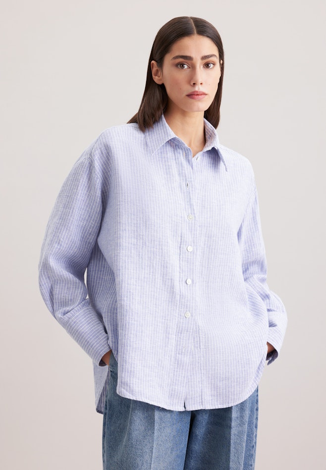 Longbluse Streifen in Mittelblau | Seidensticker Onlineshop