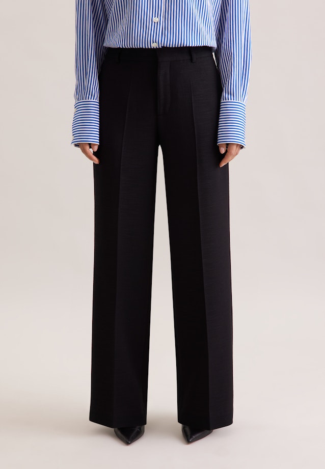 Gerade Hose in strukturierter Ware in Schwarz |  Seidensticker Onlineshop