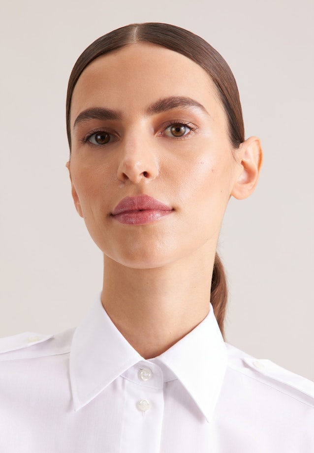 Slim Pilotenbluse Uni in Weiß |  Seidensticker Onlineshop
