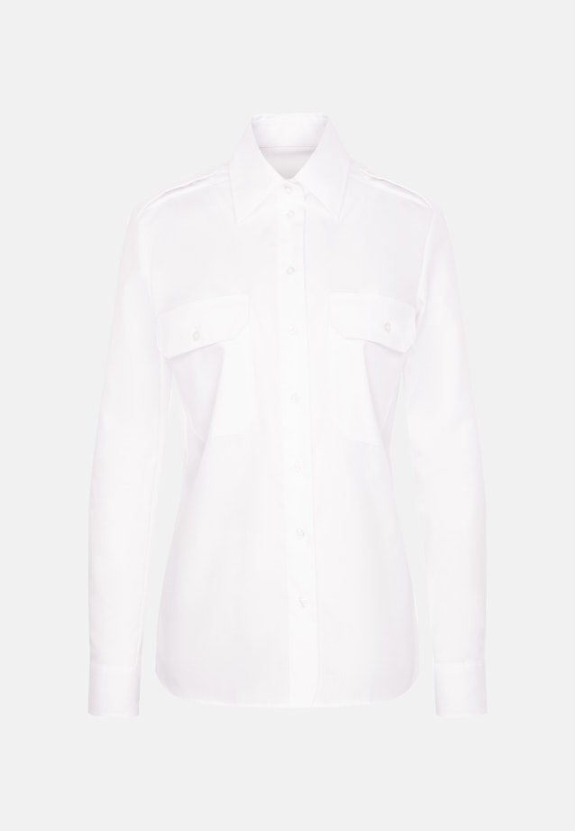 Slim Pilotenbluse Uni in Weiß |  Seidensticker Onlineshop