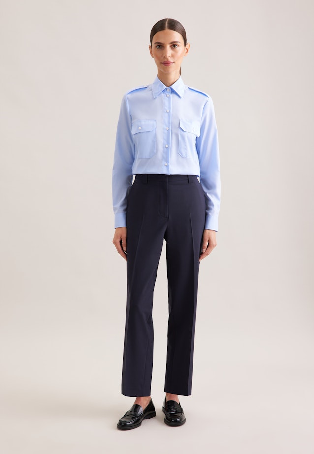 Slim Pilotenbluse Uni in Hellblau |  Seidensticker Onlineshop