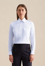 Chemisier chemise Uni in Bleu Moyen |  Seidensticker Onlineshop
