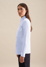 Chemisier chemise Uni in Bleu Moyen |  Seidensticker Onlineshop
