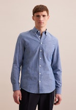 Slim Casual Hemd Uni in Mittelblau |  Seidensticker Onlineshop