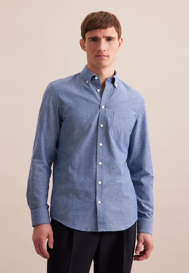 Slim Casual Hemd Uni in Mittelblau |  Seidensticker Onlineshop