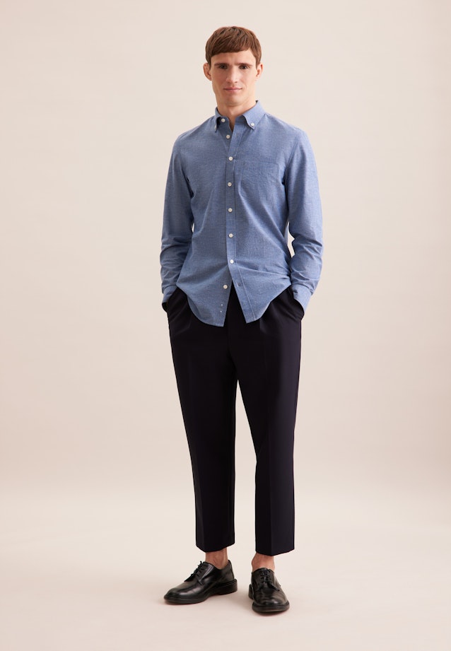 Slim Casual Hemd Uni in Mittelblau |  Seidensticker Onlineshop