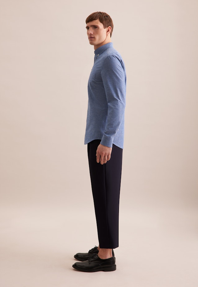 Slim Casual Hemd Uni in Mittelblau |  Seidensticker Onlineshop