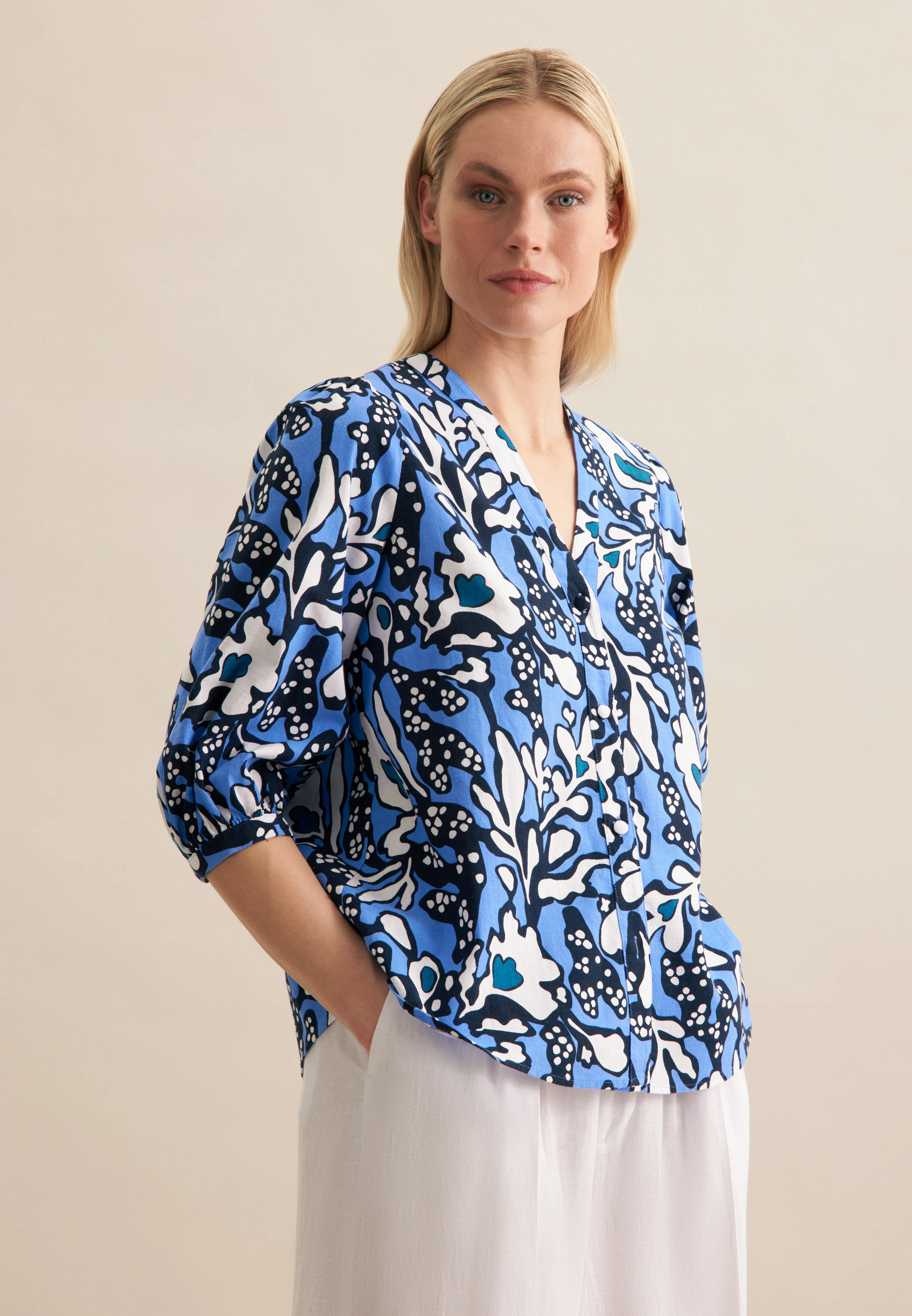 Tunika Druck Blau