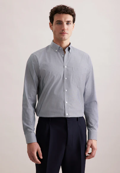 Regular Business Hemd Karo in Dunkelblau |  Seidensticker Onlineshop