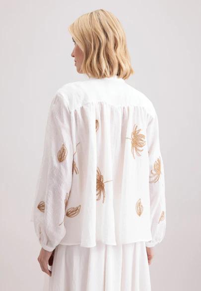 Stehkragenbluse Stickerei in Ecru |  Seidensticker Onlineshop