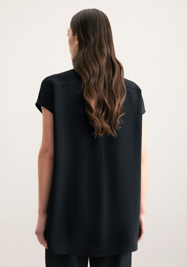 Blouse À Col Montant Regular Manche Courte in Noir | Seidensticker Onlineshop