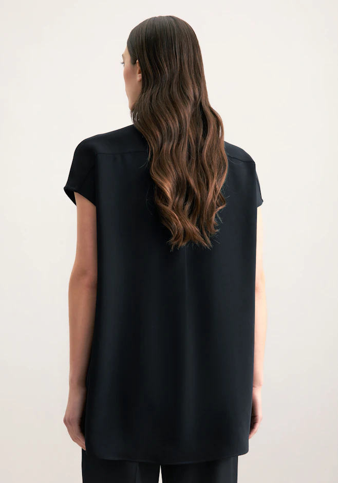 Stehkragenbluse Uni in Schwarz | Seidensticker Onlineshop