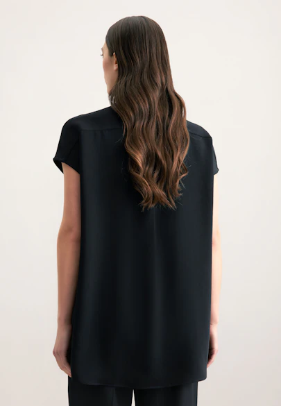 Stehkragenbluse Uni in Schwarz |  Seidensticker Onlineshop