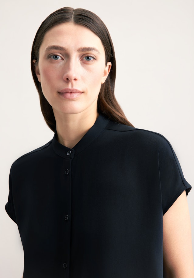 Blouse À Col Montant Regular Manche Courte in Noir | Seidensticker Onlineshop