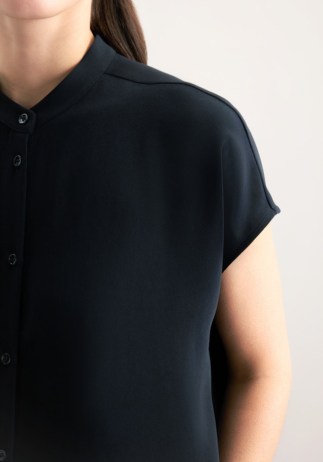 Blouse À Col Montant Regular Manche Courte in Noir | Seidensticker Onlineshop