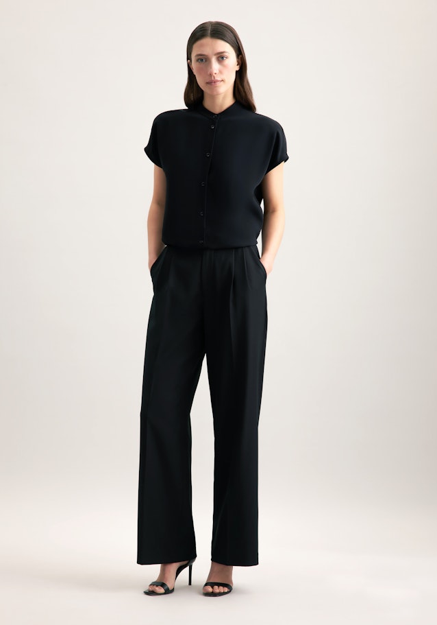 Blouse À Col Montant Regular Manche Courte in Noir | Seidensticker Onlineshop