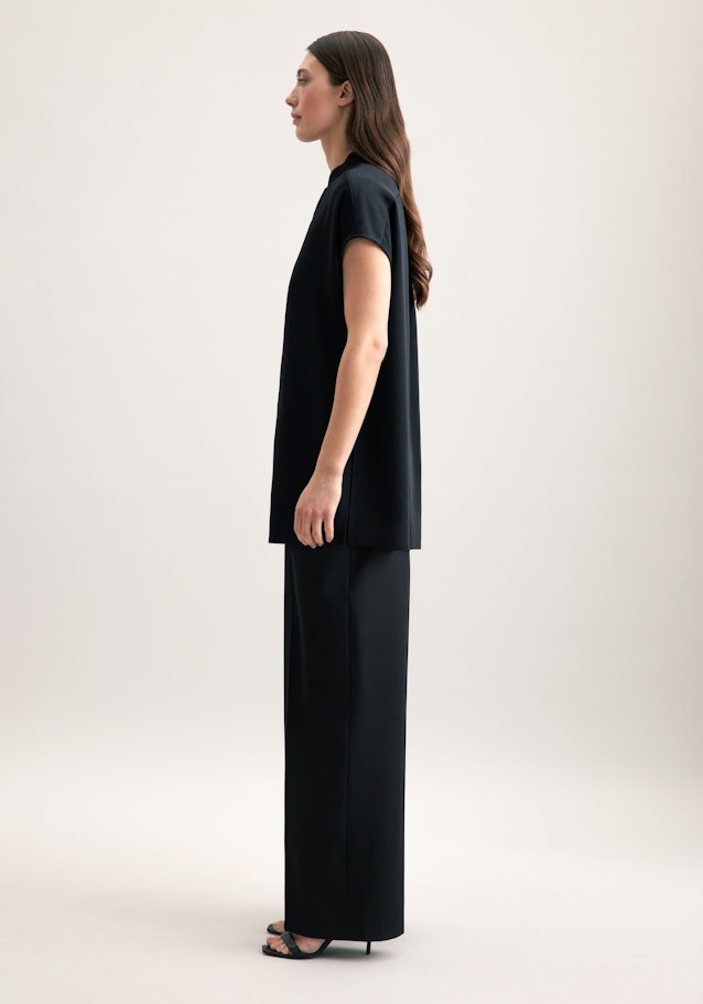 Blouse À Col Montant Regular Manche Courte in Noir | Seidensticker Onlineshop