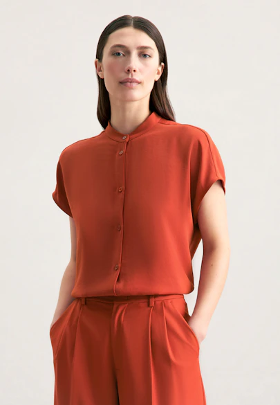 Stand collar blouse Uni in Orange |  Seidensticker Onlineshop