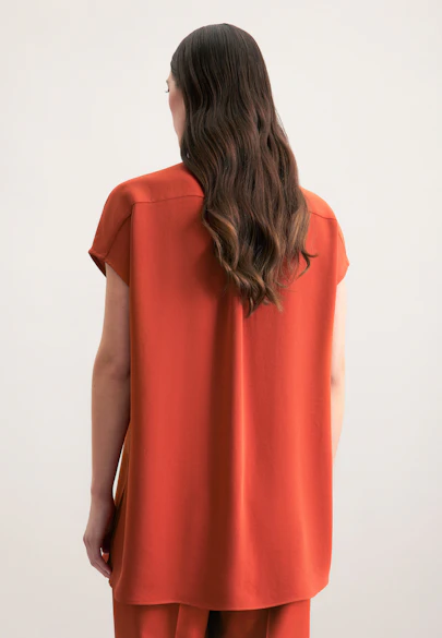 Stehkragenbluse Uni in Orange |  Seidensticker Onlineshop
