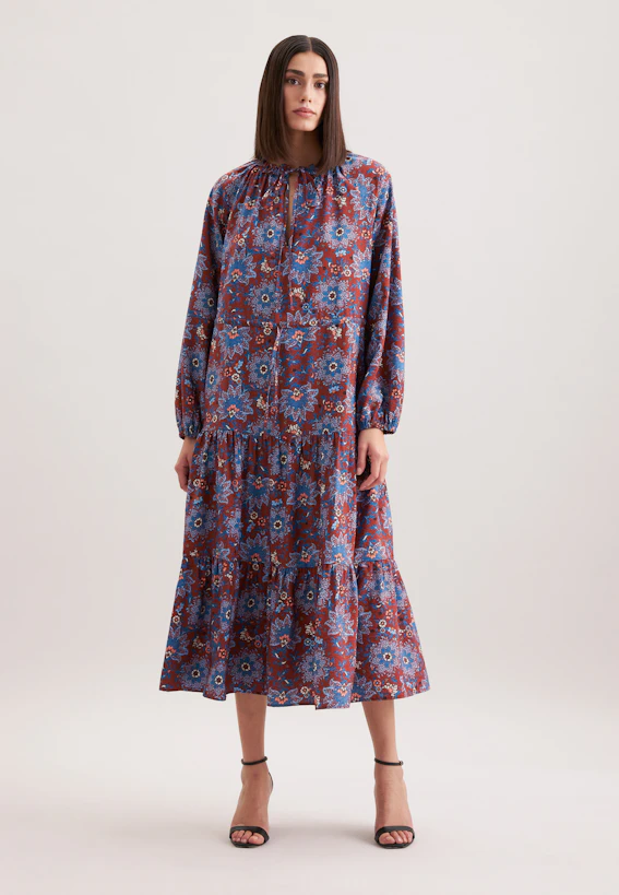 Produktbild von Seidensticker Damen Blusenkleid Midi - Blusenkleid - Hemdblusenkragen - Regular Fit – Langarm – 100% Viscose