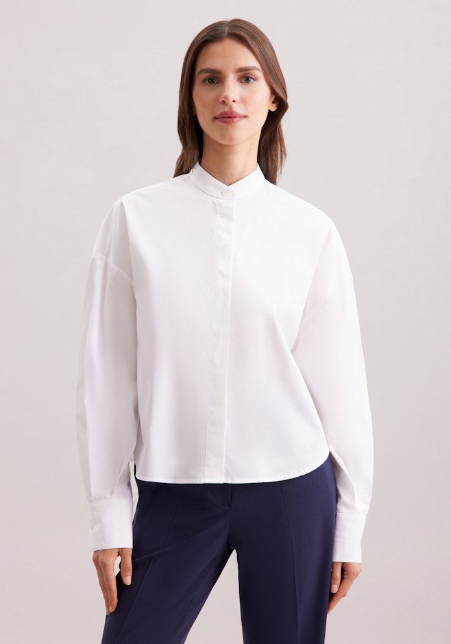 Stand collar blouse Uni in White | Seidensticker online shop