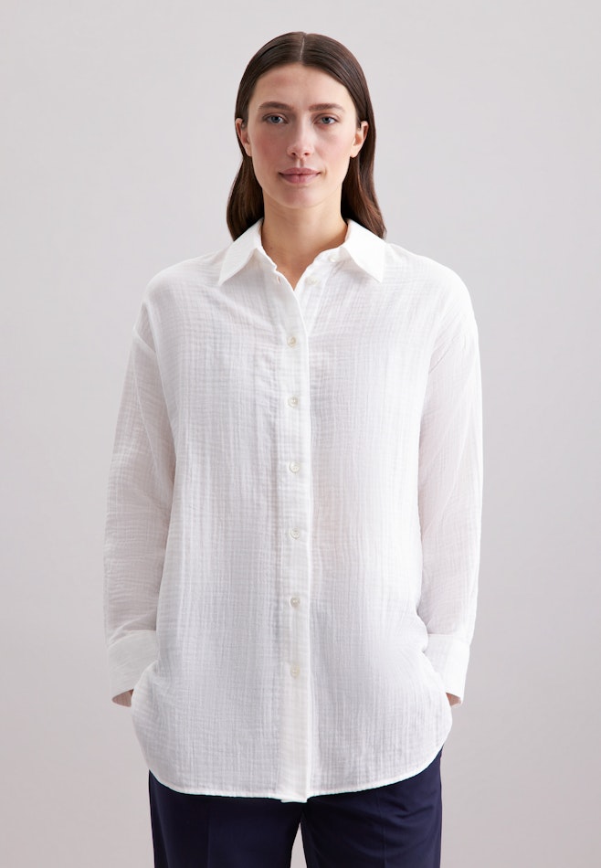Oversized Bluse aus Musselin in Wit | Seidensticker online winkel