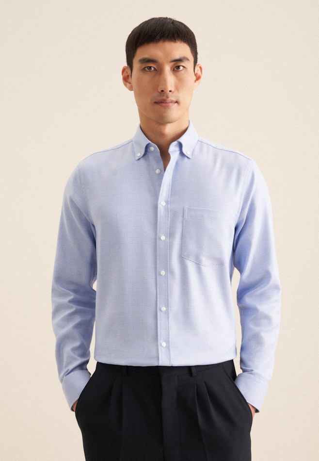 Regular Chemise Business Carreaux dans Bleu Clair | Boutique en ligne Seidensticker