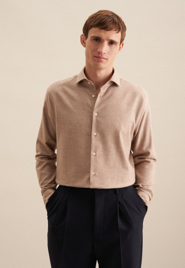 Shaped Flannel shirt Structure in Brown |  Seidensticker Onlineshop