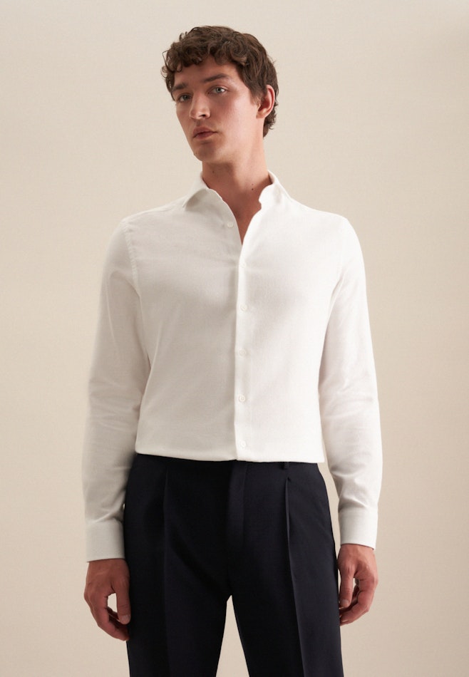 Shaped Flannel shirt Structure in White | Seidensticker online shop