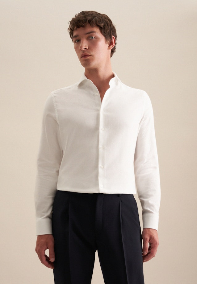 Shaped Flanellhemd Struktur in Weiß |  Seidensticker Onlineshop