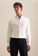 Shaped Flanellhemd Struktur in Weiß |  Seidensticker Onlineshop