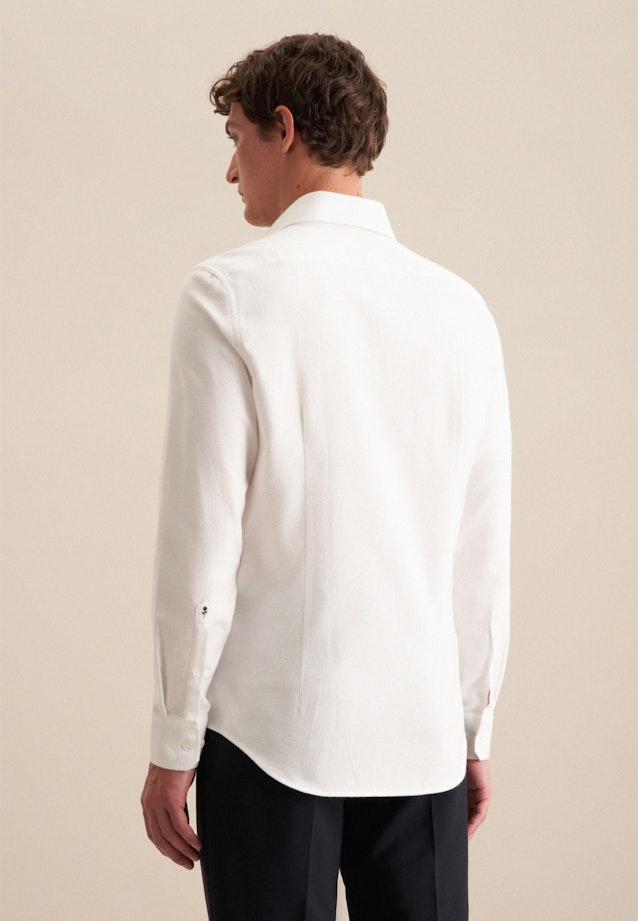 Shaped Flanellhemd Struktur in Weiß |  Seidensticker Onlineshop