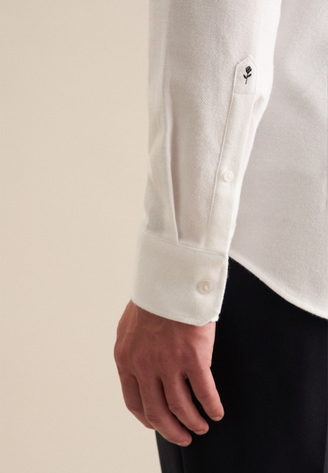 Shaped Flanellhemd Struktur in Weiß |  Seidensticker Onlineshop