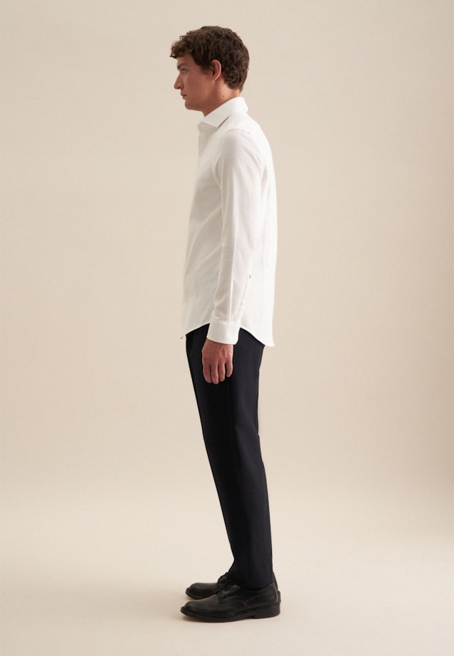 Shaped Flanellhemd Struktur in Weiß |  Seidensticker Onlineshop