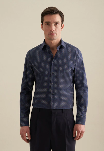 Slim Chemise en flanelle Imprimé in Bleu Foncé |  Seidensticker Onlineshop