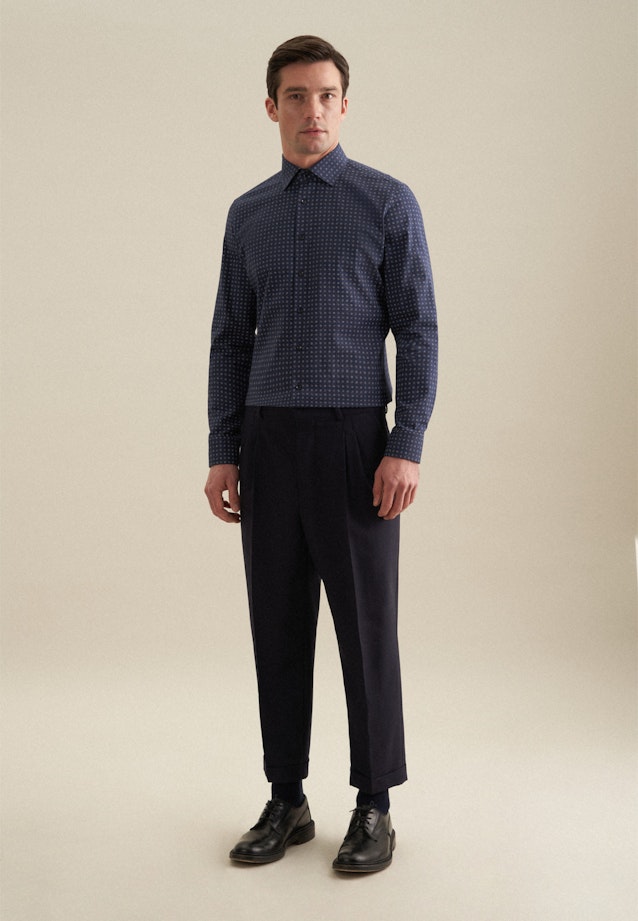 Slim Flannel shirt Print in Dark Blue |  Seidensticker Onlineshop