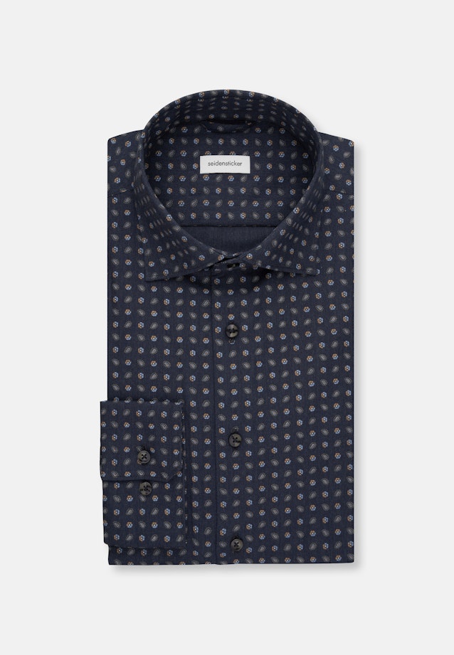 Slim Flannel shirt Print in Dark Blue |  Seidensticker Onlineshop