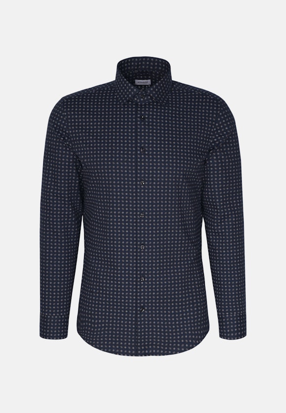 Slim Flannel shirt Print in Dark Blue |  Seidensticker Onlineshop