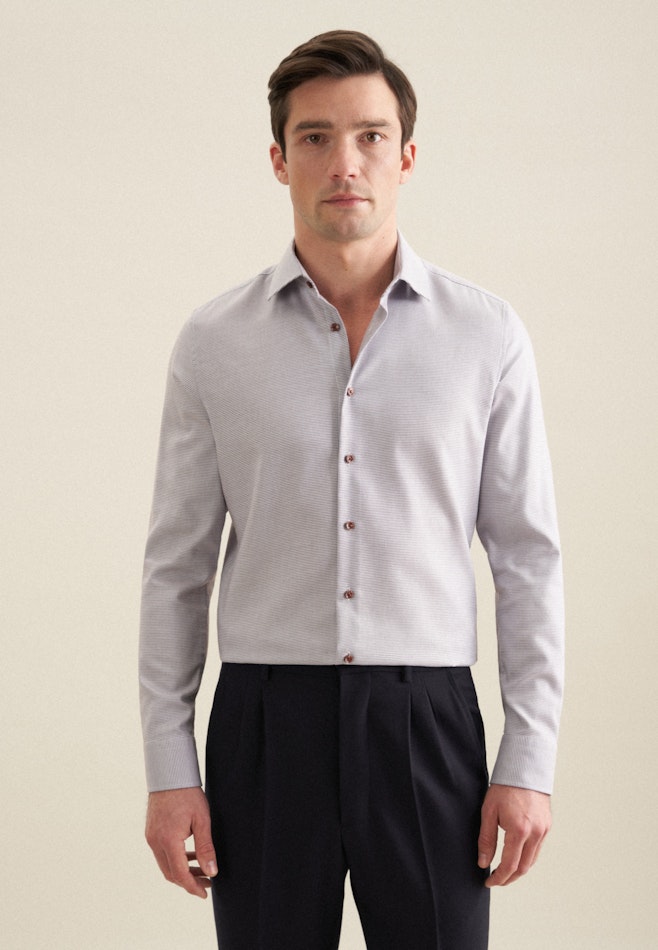 Slim Business Hemd Kleinmuster in Braun | Seidensticker Onlineshop